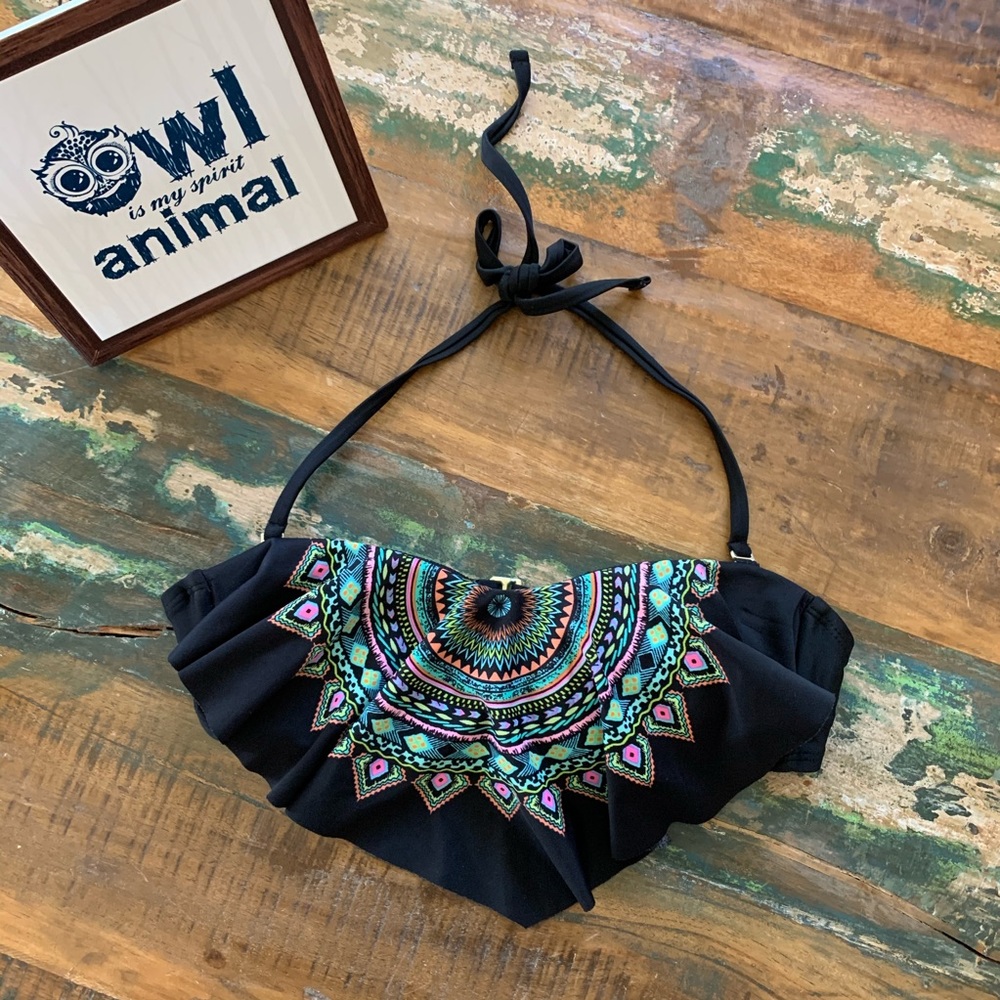 🦉/Xhilaration Bandeau Flounce Bikini Top Sz S